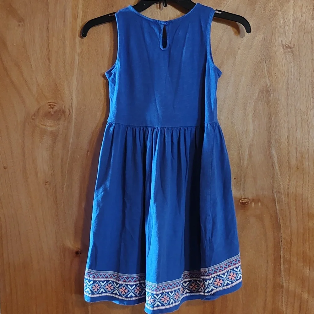 Gymboree Girls High-Low Sleeveless Dress Blue Slub Knit 100% Cotton Flowy Size 8